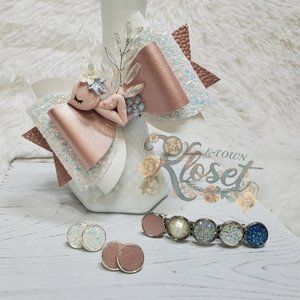 MOMMY AND ME BOW SET - Winter wonder deer hair bow